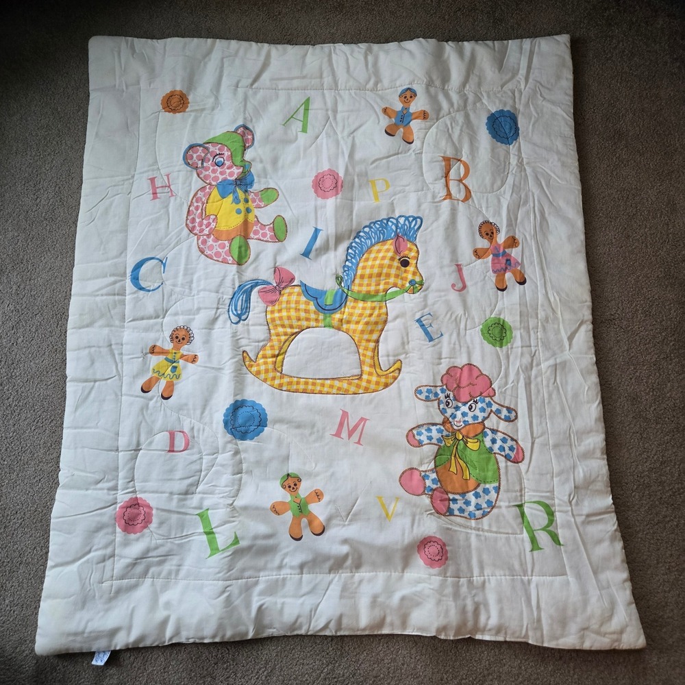 Kozee Komfort Jack Turk and Co Vintage Baby Blanket Quilt Alphabet Rocking Horse